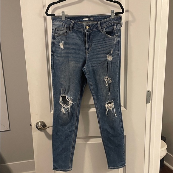 Old Navy Ripped Skinny Jeans - Dark Blue - Picture 1 of 4